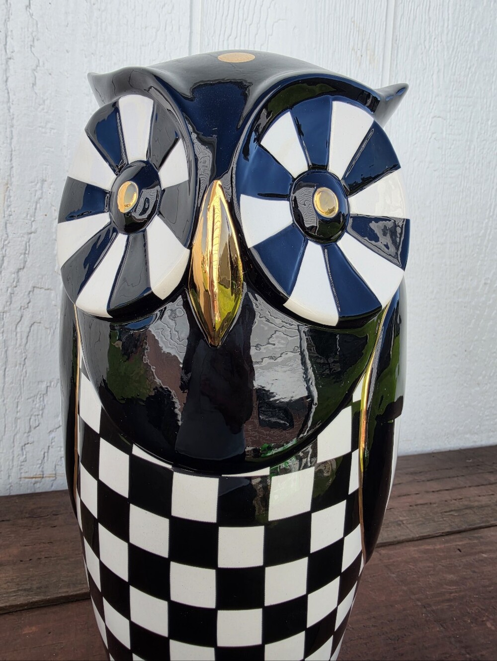 Mackenzie-Childs Ceramic Courtly Owl with Gold Accents
